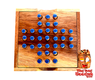 solitaire steckhalma wooden game box small for travel and on the way monkey pod thailand